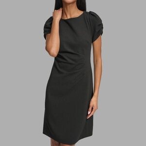 NWT Karl Lagerfeld Paris RED Rouched Sheath Dress Puff Sleeves Size 16